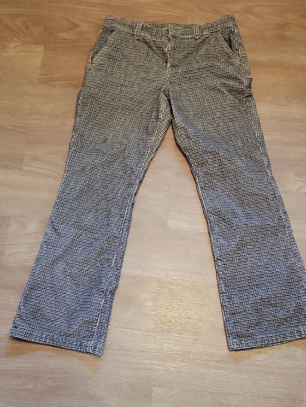 American Eagle Outfitters Black and White Mini Checkered Like Flare Jeans 12LONG